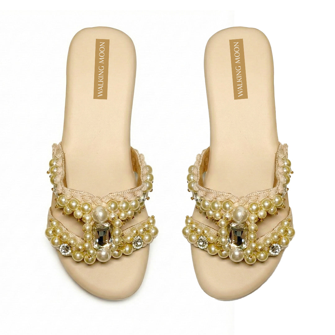 Pearl & Crystal Hand-Work Wedges