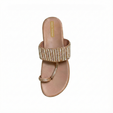 One Toe Rhinestone Embellished Flat