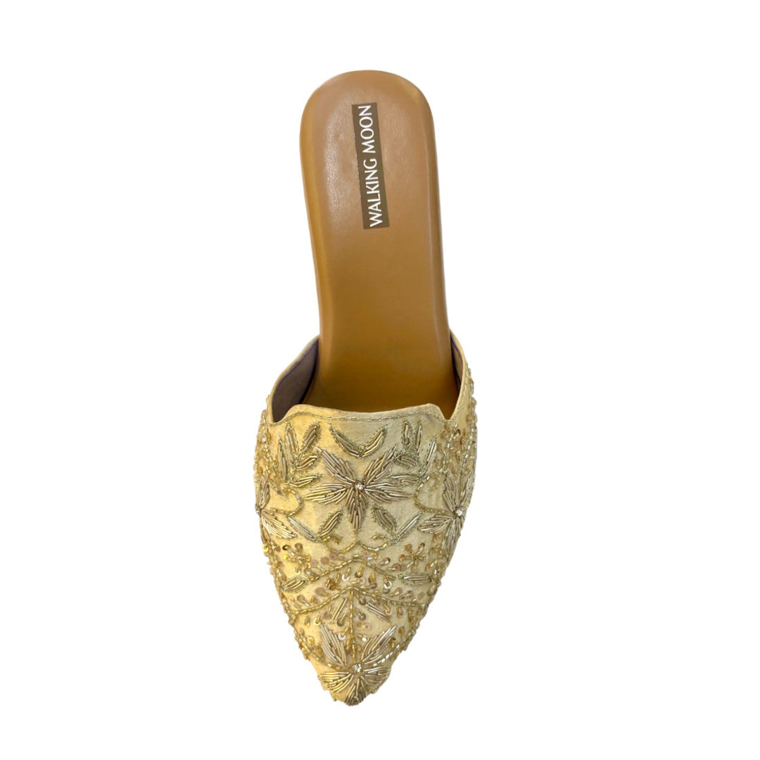 Golden Bridal Mule Heel
