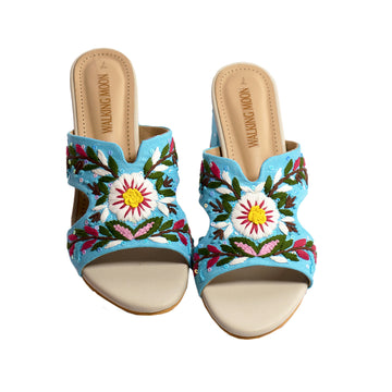 Gardenia Sky Blue Block Heel