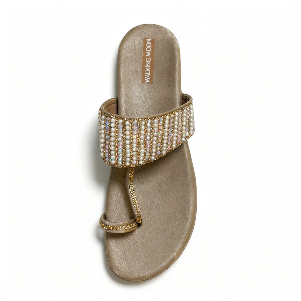 One Toe Rhinestone Embellished Flat
