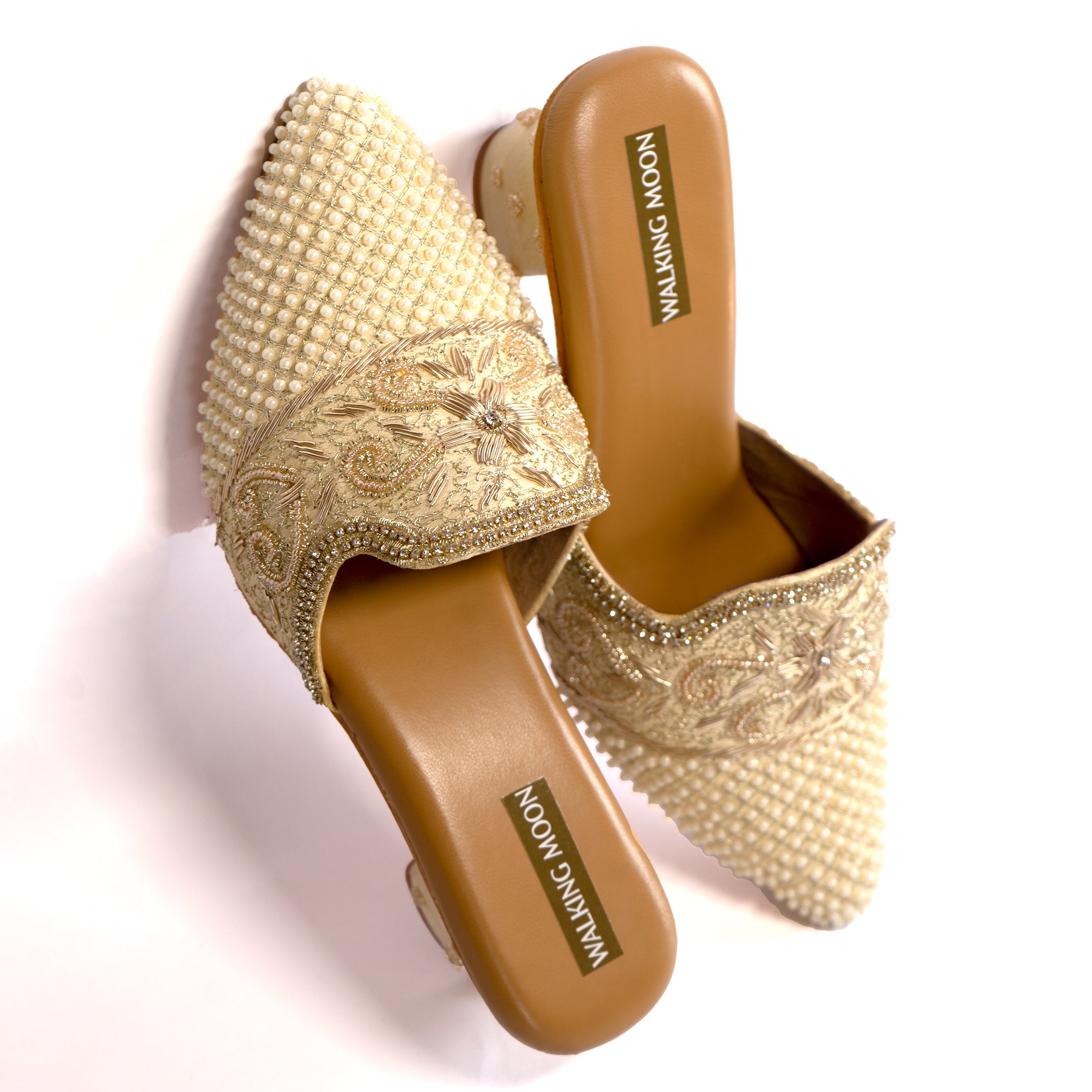 White Pearl Bridal Mule Heel