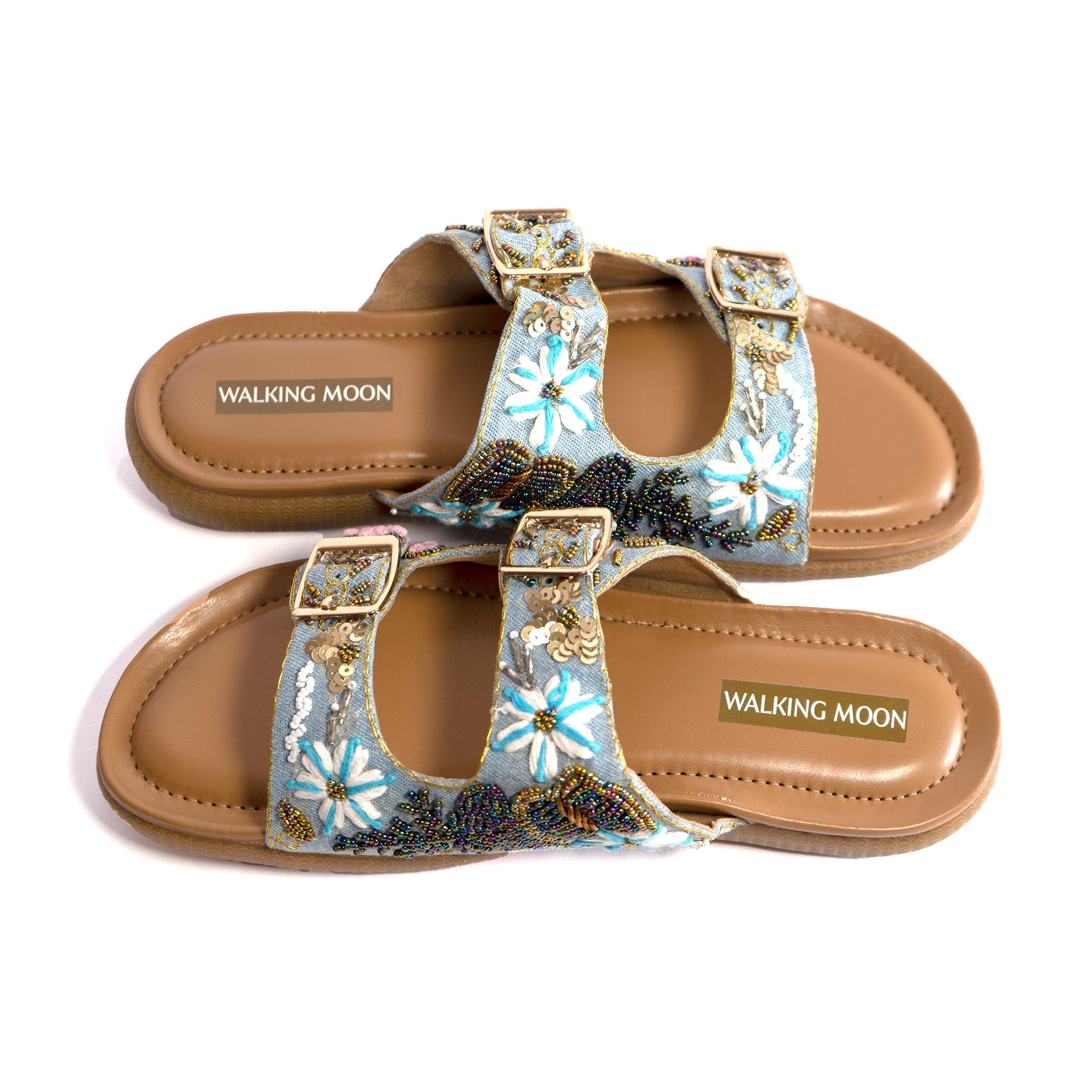 Denim Garden Buckle Flats