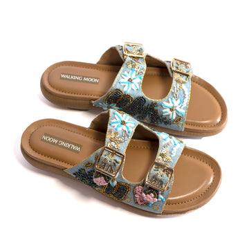 Denim Garden Buckle Flats