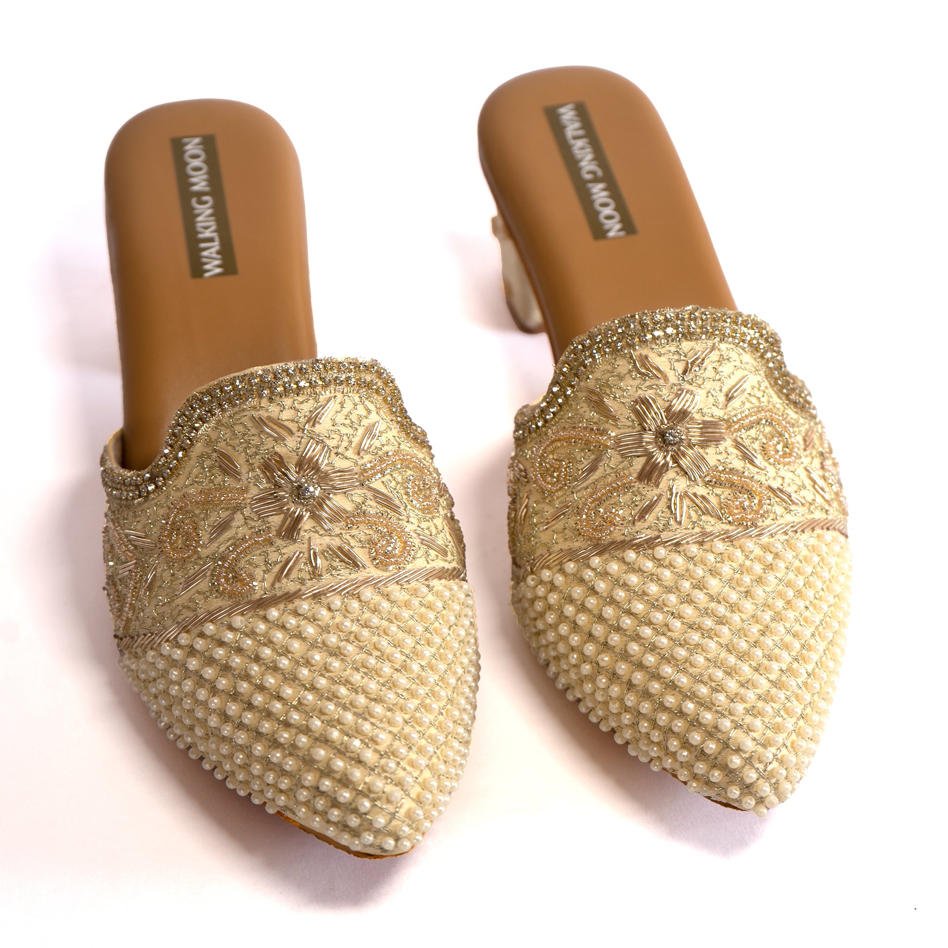 White Pearl Bridal Mule Heel