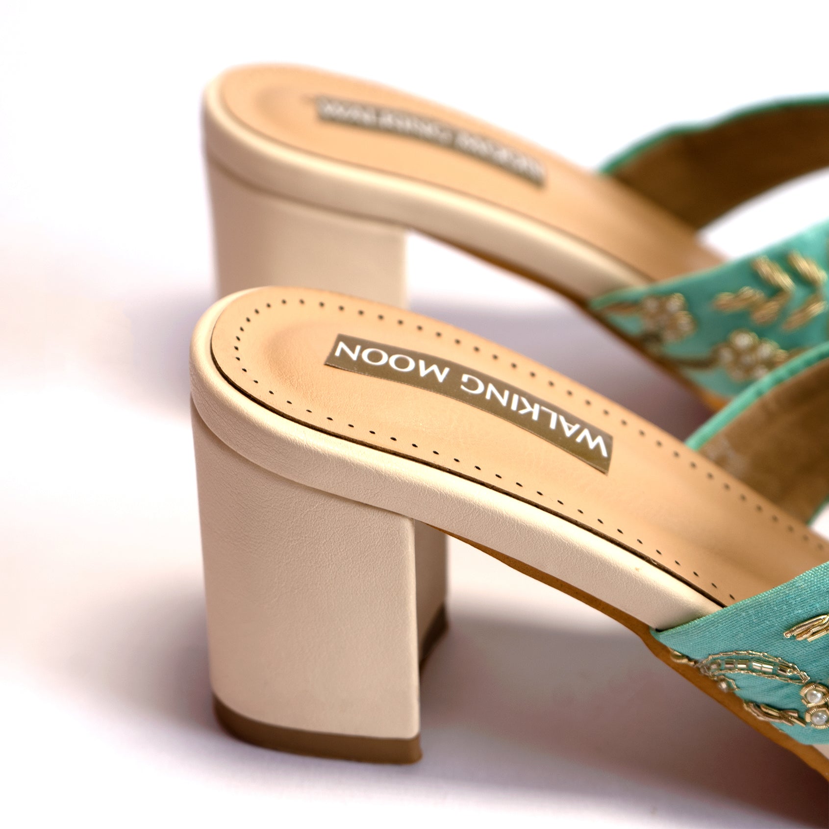 Light Green Cross Block heel