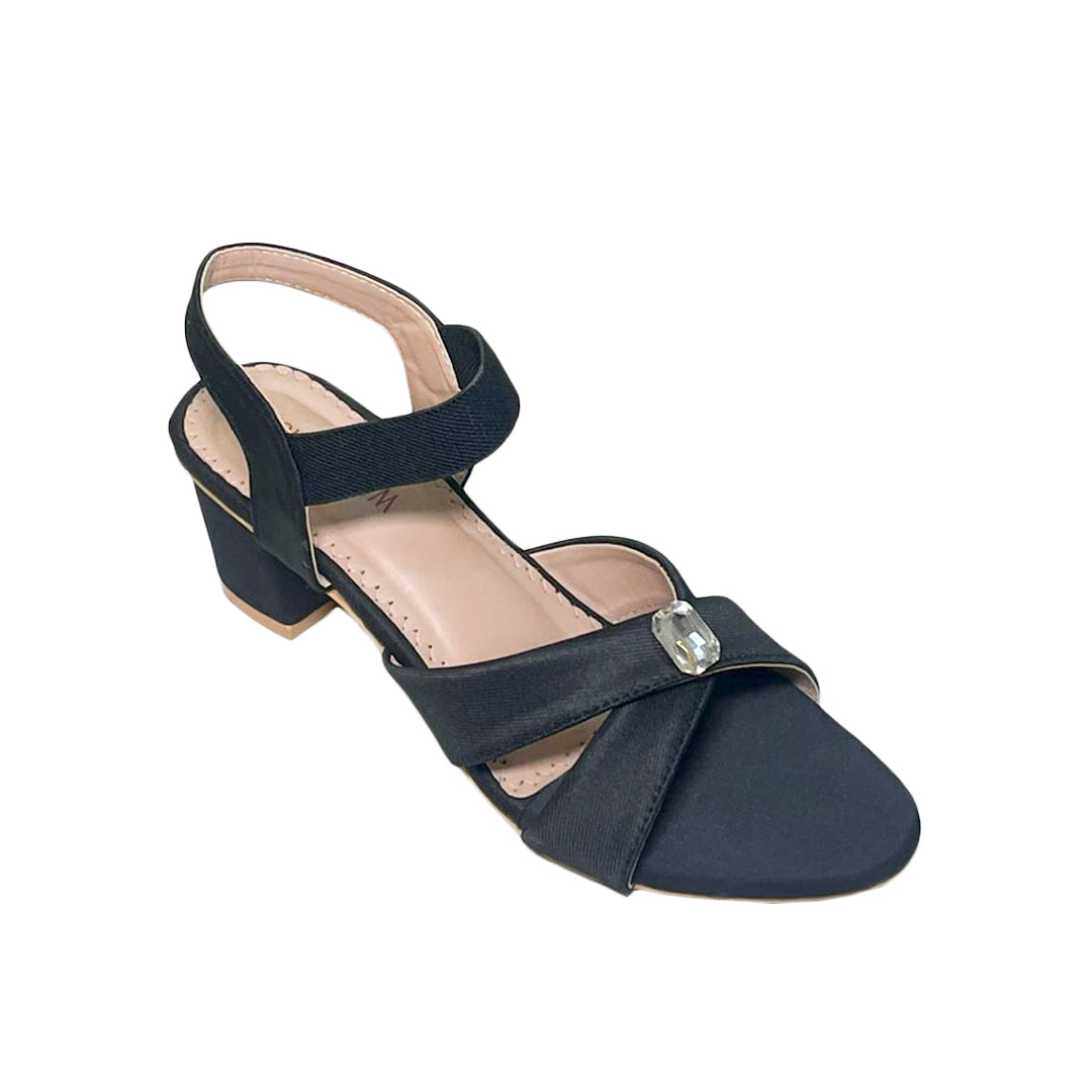 Stone Embellished Cross-Strap Heel