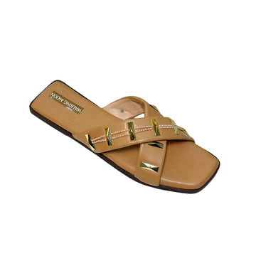Gold Studded Crisscross Slides
