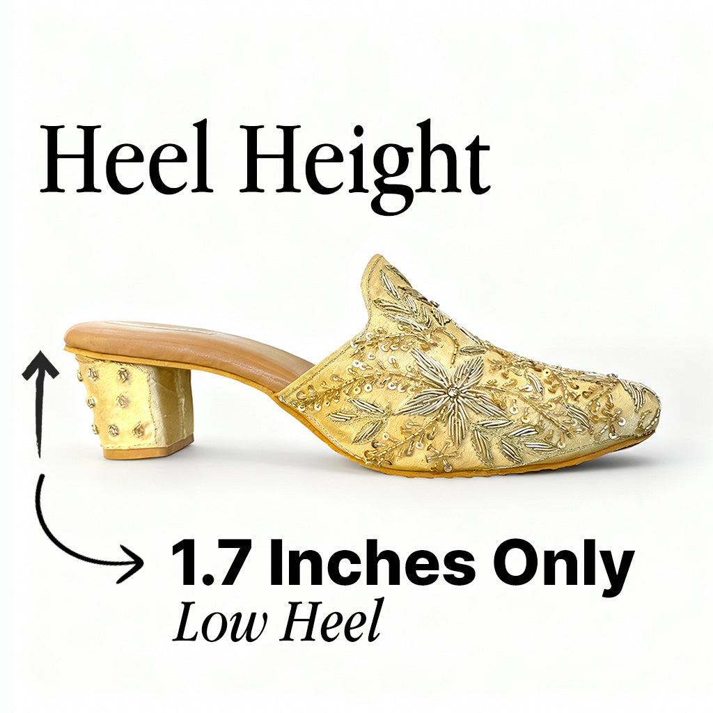 Golden Bridal Mule Heel