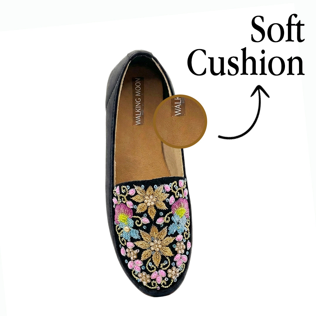Gold Zardosi and Bead Embroidery Handwork Loafer