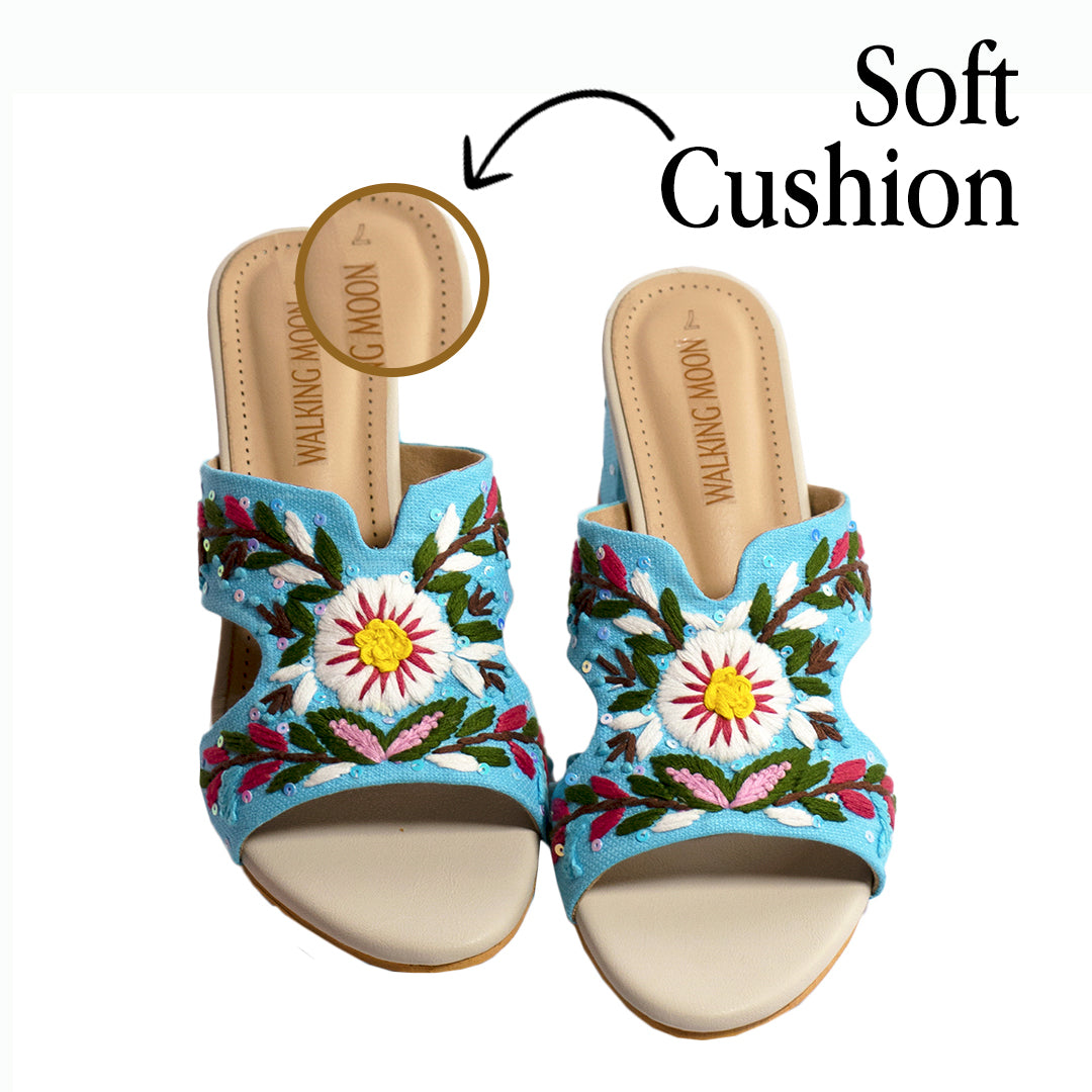 Gardenia Sky Blue Block Heel