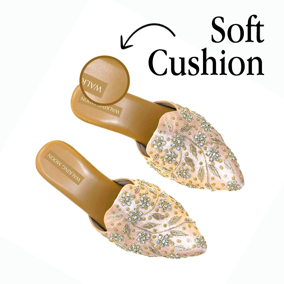 Peach Bridal Mule Heel