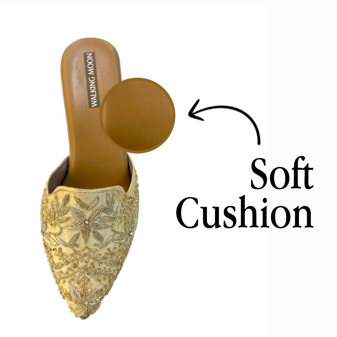 Golden Bridal Mule Heel