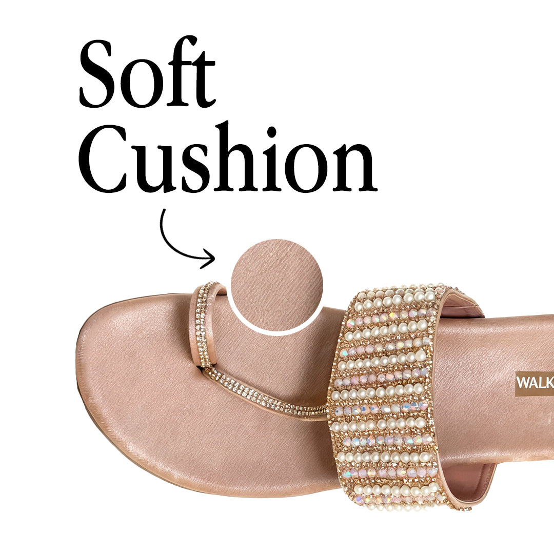 One Toe Rhinestone Embellished Flat