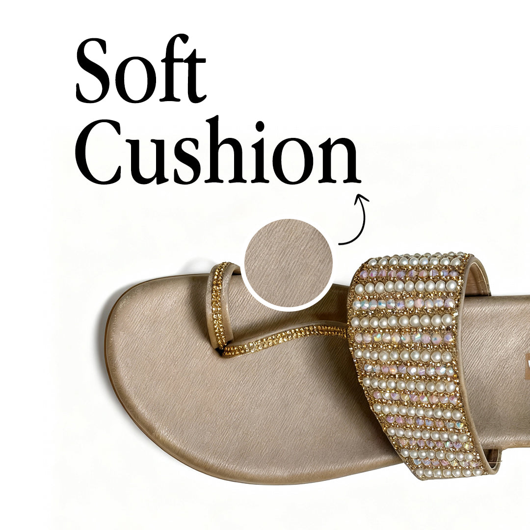 One Toe Rhinestone Embellished Flat