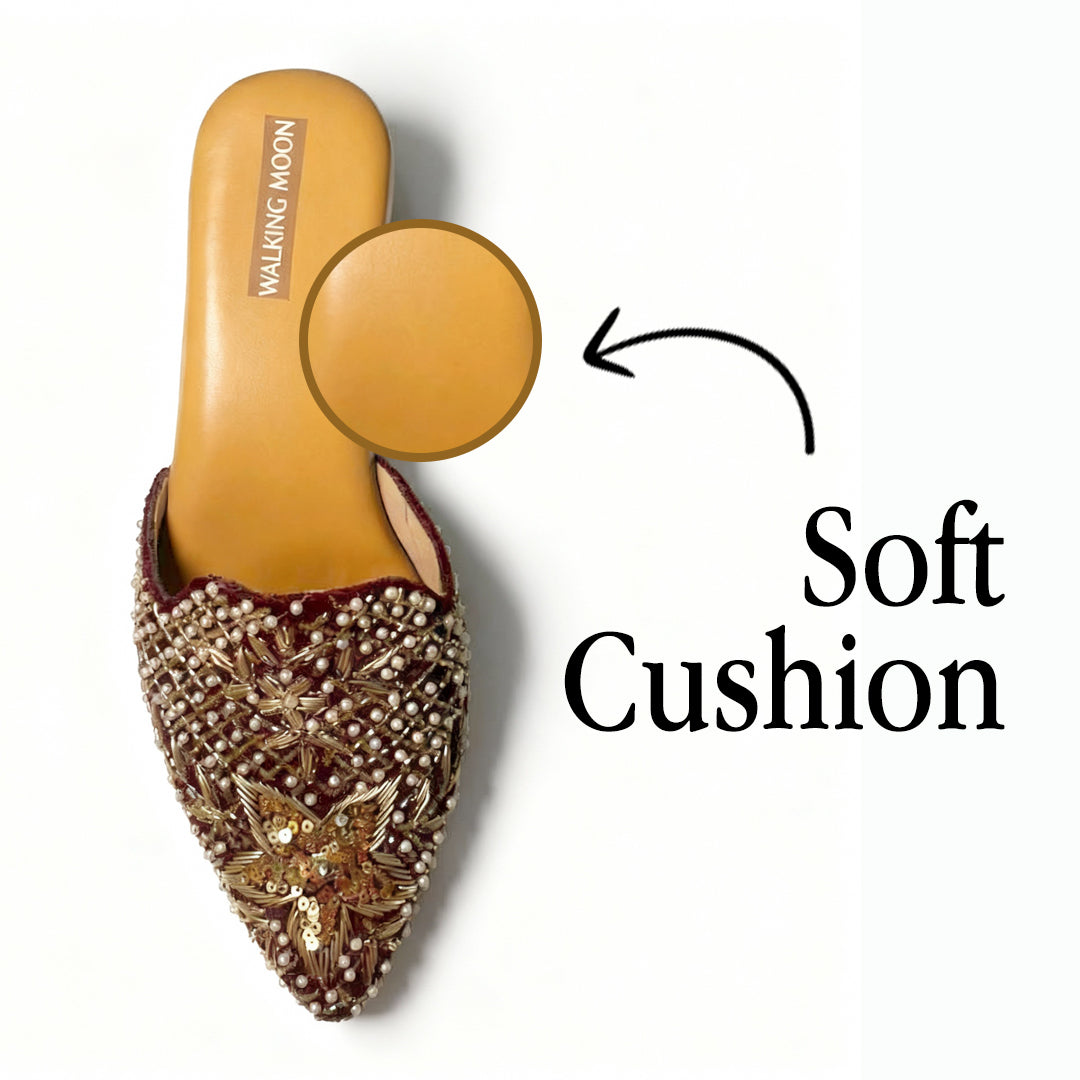 Dark Maroon Bridal Mule Heel