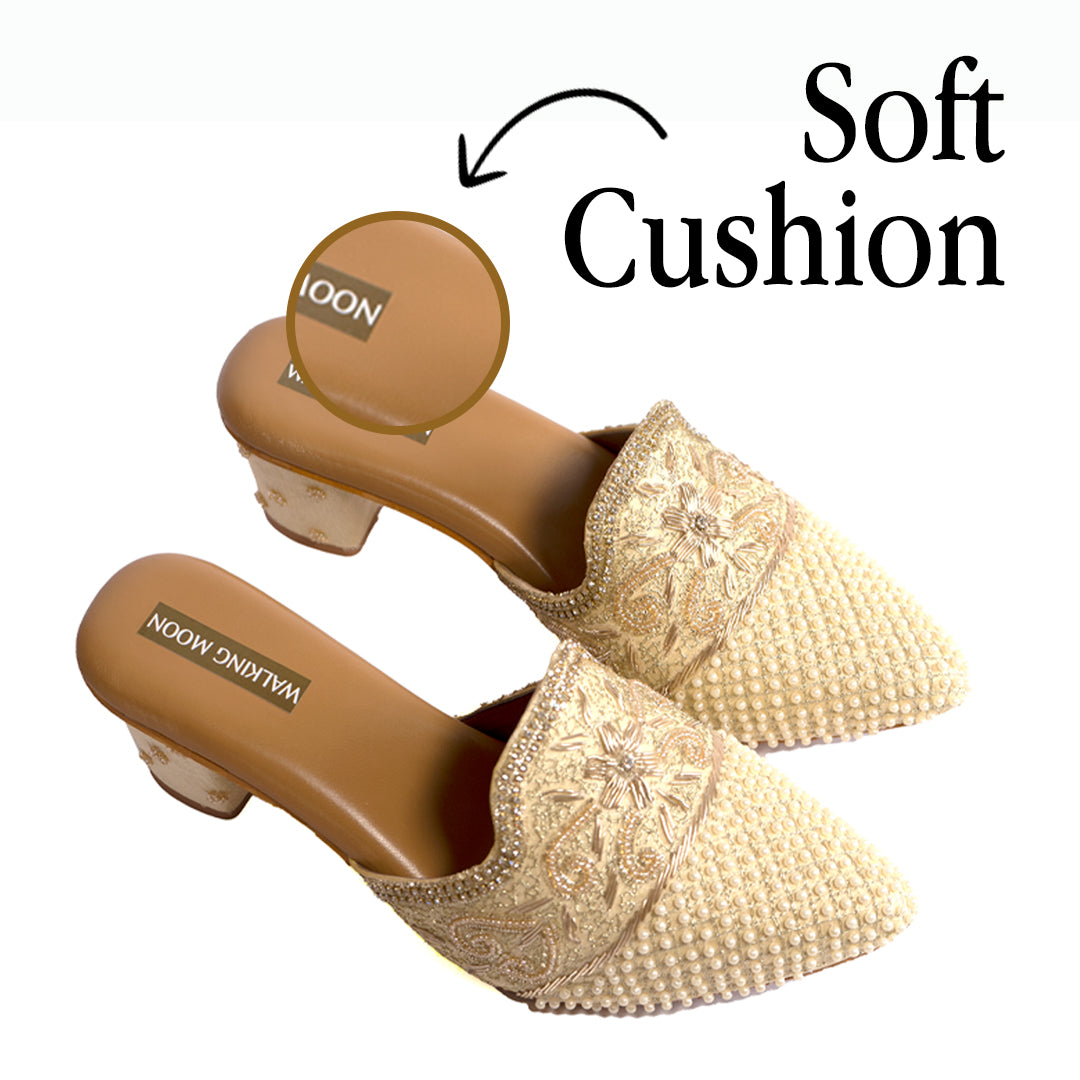 White Pearl Bridal Mule Heel
