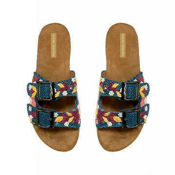Dark Blue Jute Buckle flats