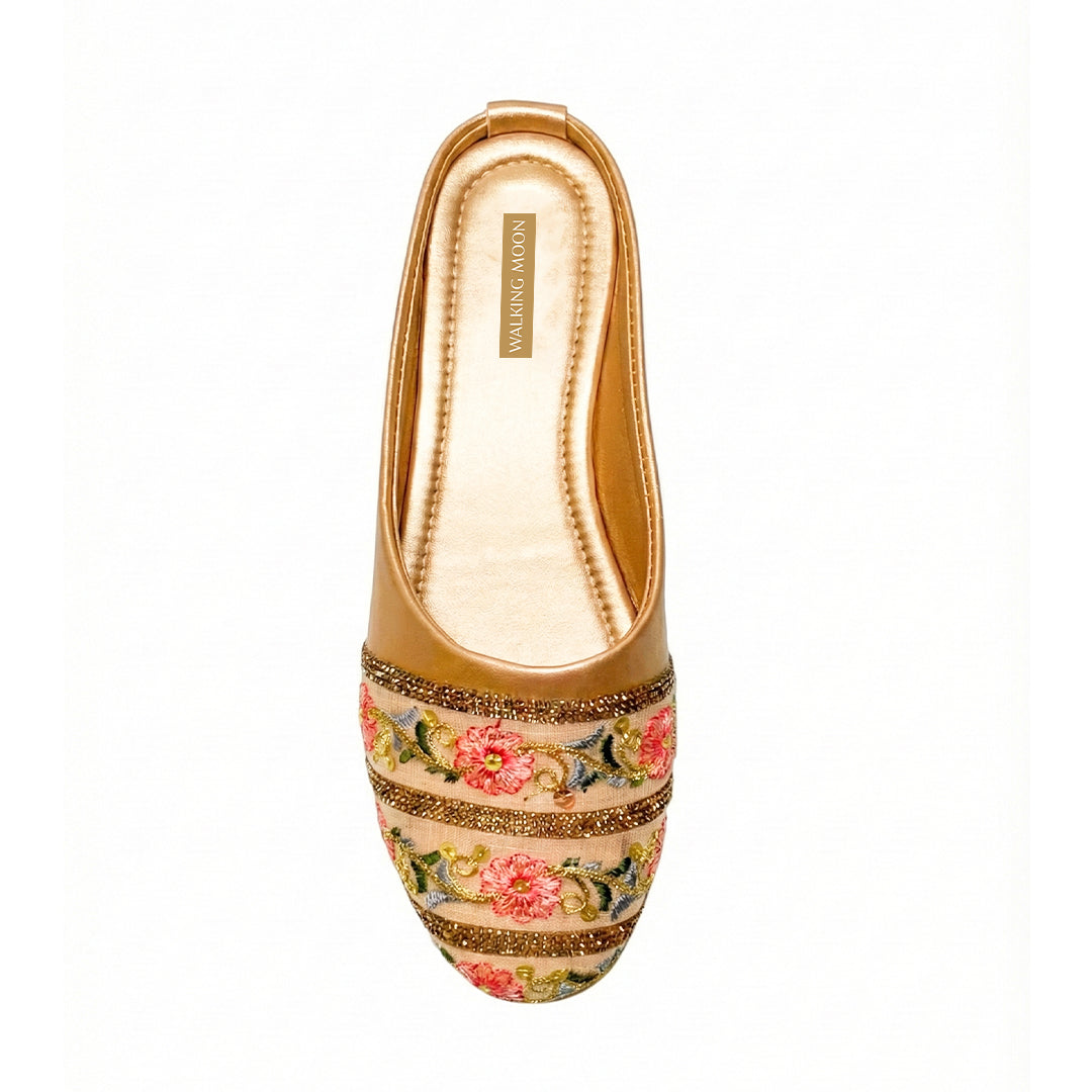 Embroidered Floral Half Bellies Copper