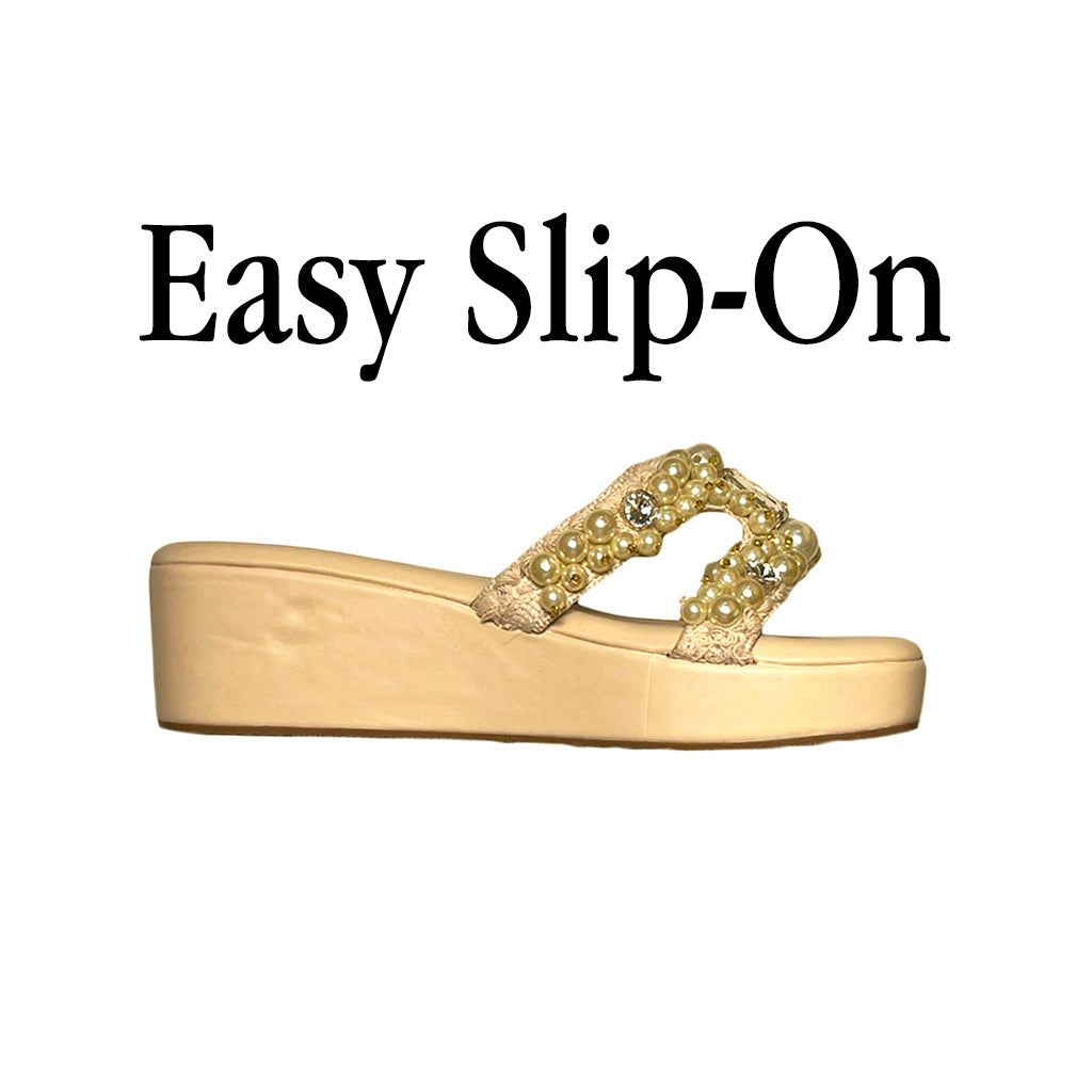 Pearl & Crystal Hand-Work Wedges