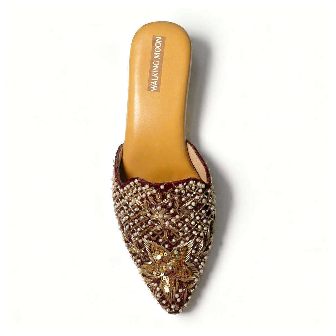 Dark Maroon Bridal Mule Heel