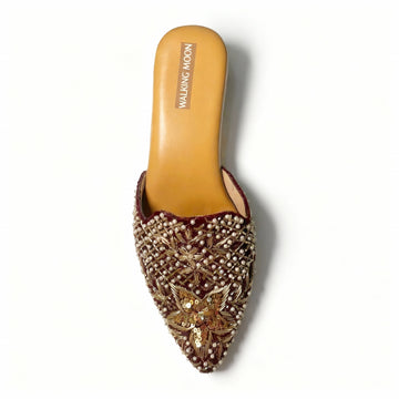 Dark Maroon Bridal Mule Heel