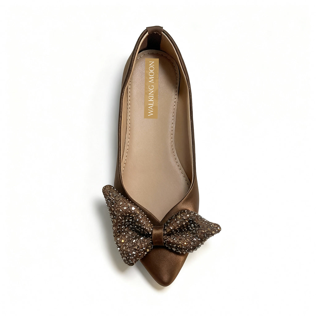 Crystal Bow Embellished Pointed Flat
