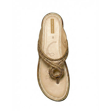 Gold Crystal Strappy Flats