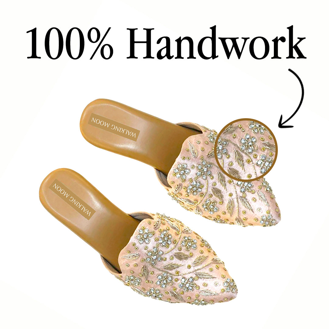 Peach Bridal Mule Heel