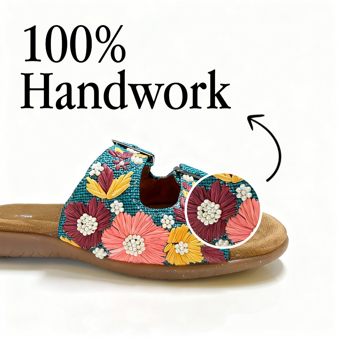 Dark Blue Jute Buckle flats