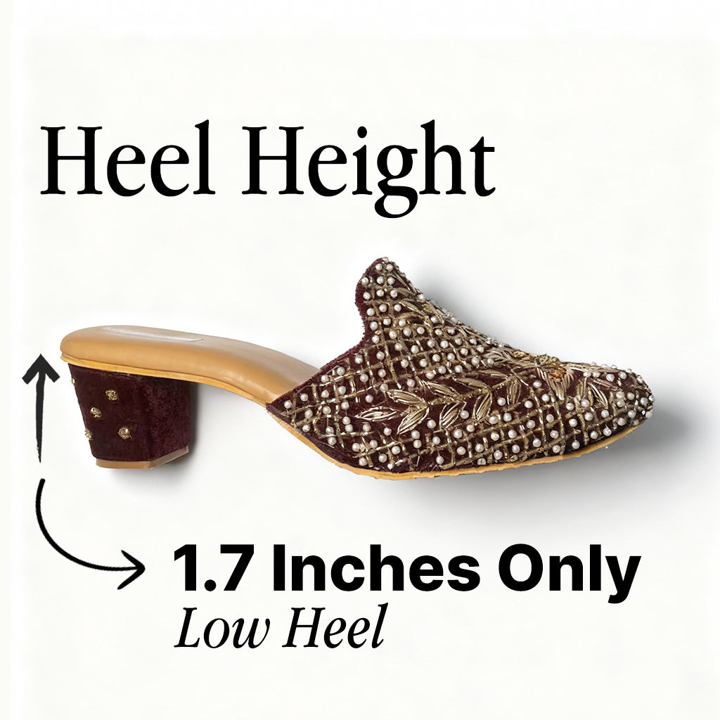 Dark Maroon Bridal Mule Heel
