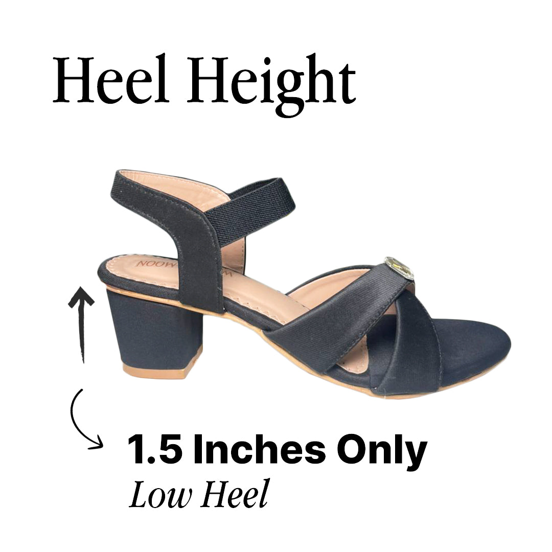 Stone Embellished Cross-Strap Heel