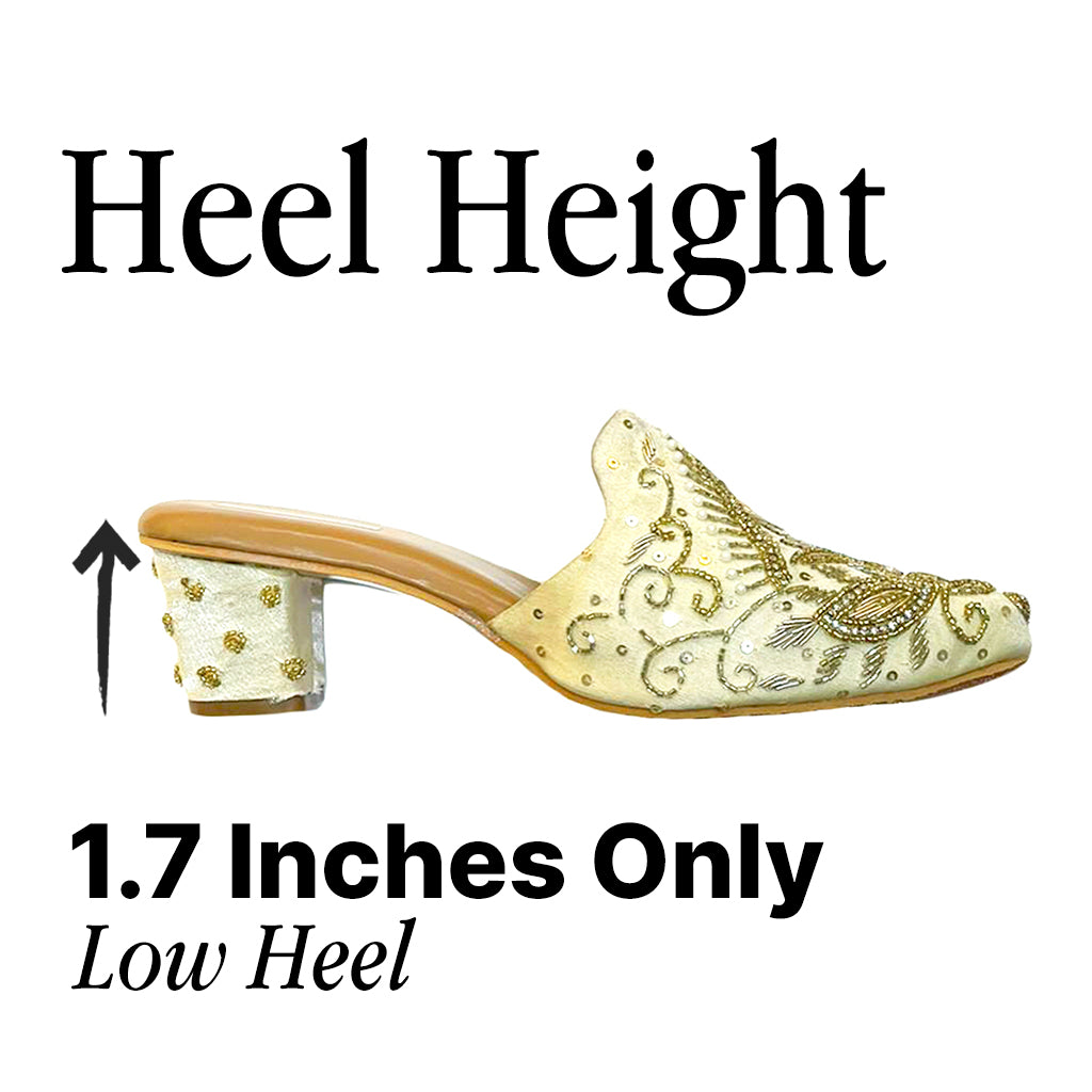 White Golden Bridal Mule Heel