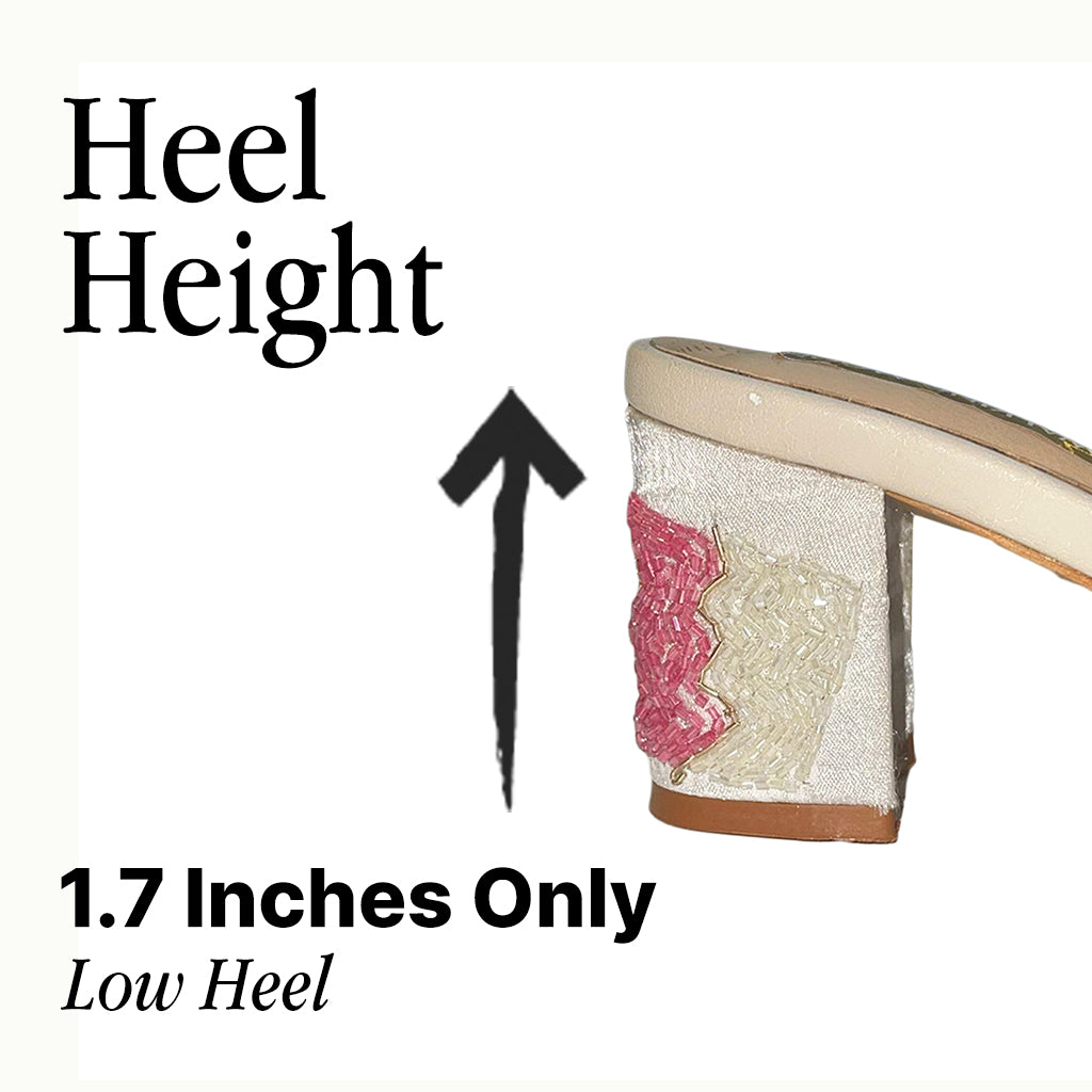 Rosy Bliss Beaded Crisscross Block Heel