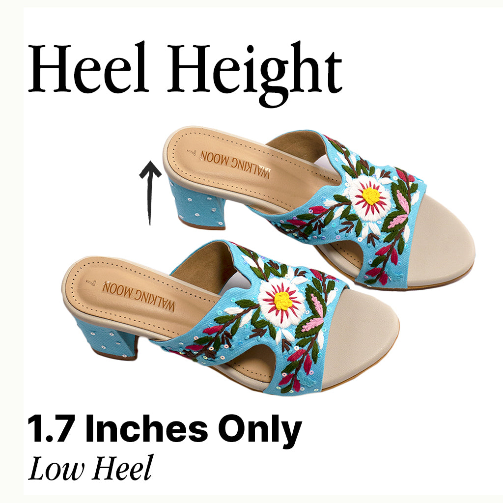 Gardenia Sky Blue Block Heel