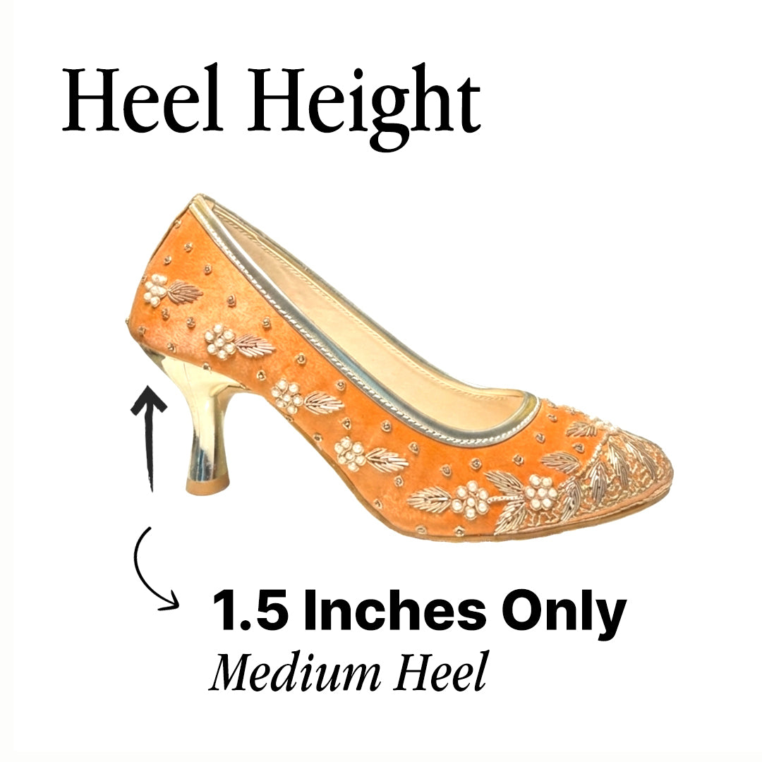 Peach Zardosi Embroidered Belly Heels