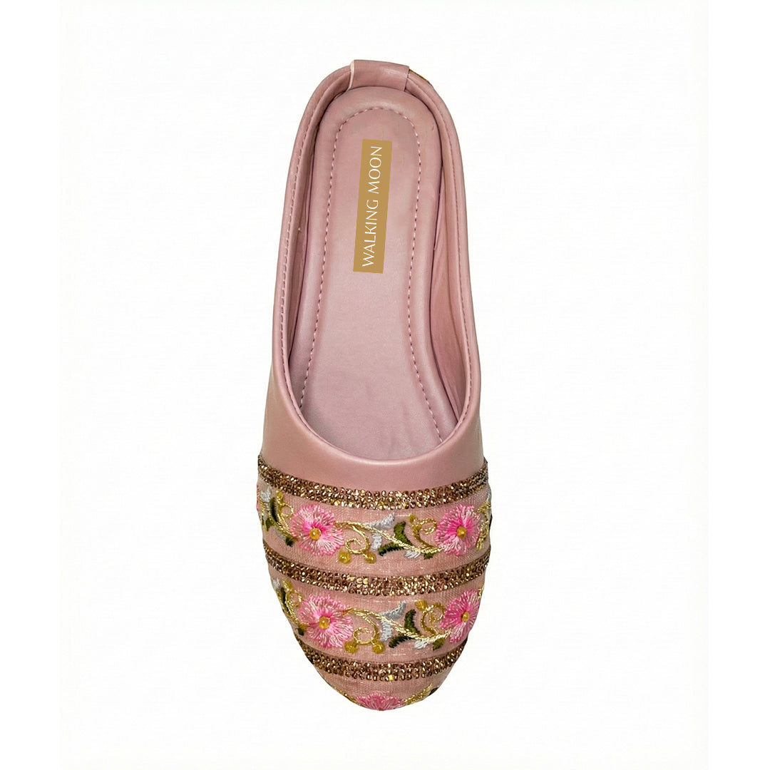 Embroidered Floral Half Bellies Purple