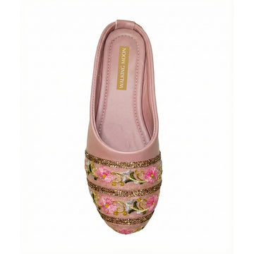 Embroidered Floral Half Bellies Purple