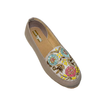 Bead & Sequins Handwork White Loafer